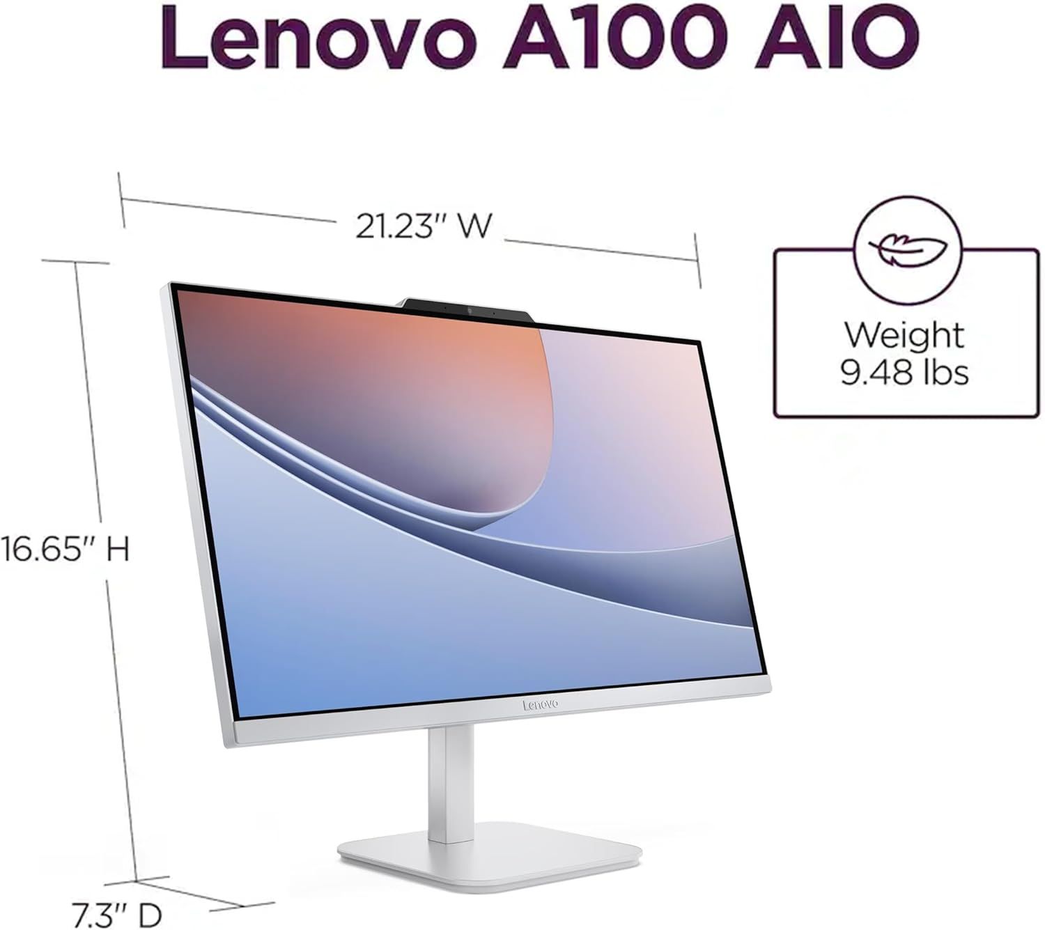 Communicates the exact physical dimensions (width, height, depth) and weight of the monitor to help shoppers understand its size and portability.