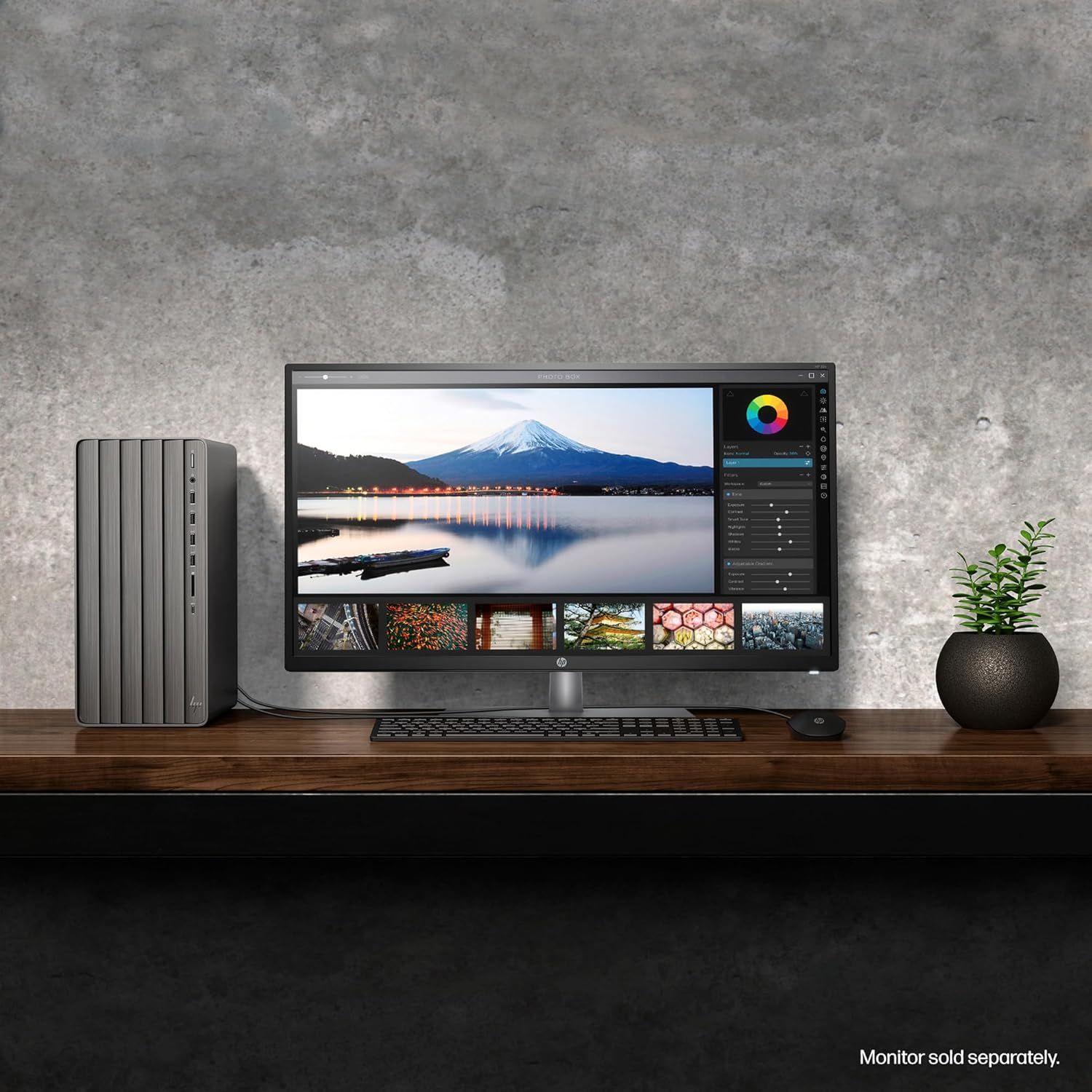 Demonstrates the product in a real-world professional environment to help shoppers visualize how the desktop computer fits into a modern workspace setting.