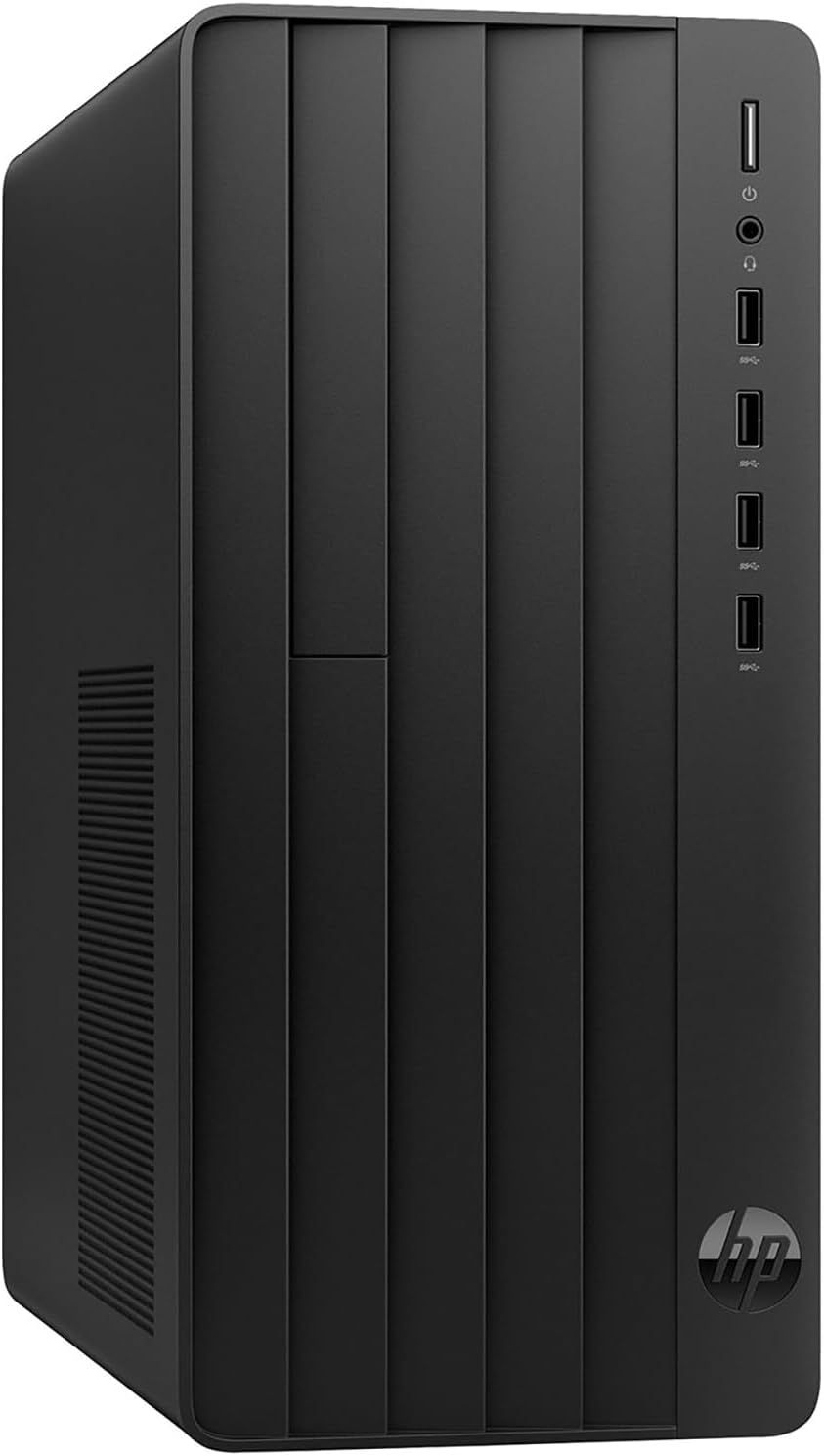 Provides a clear, unobstructed view of the desktop computer tower showing its physical design, port configuration, and overall appearance for shoppers to evaluate the product.