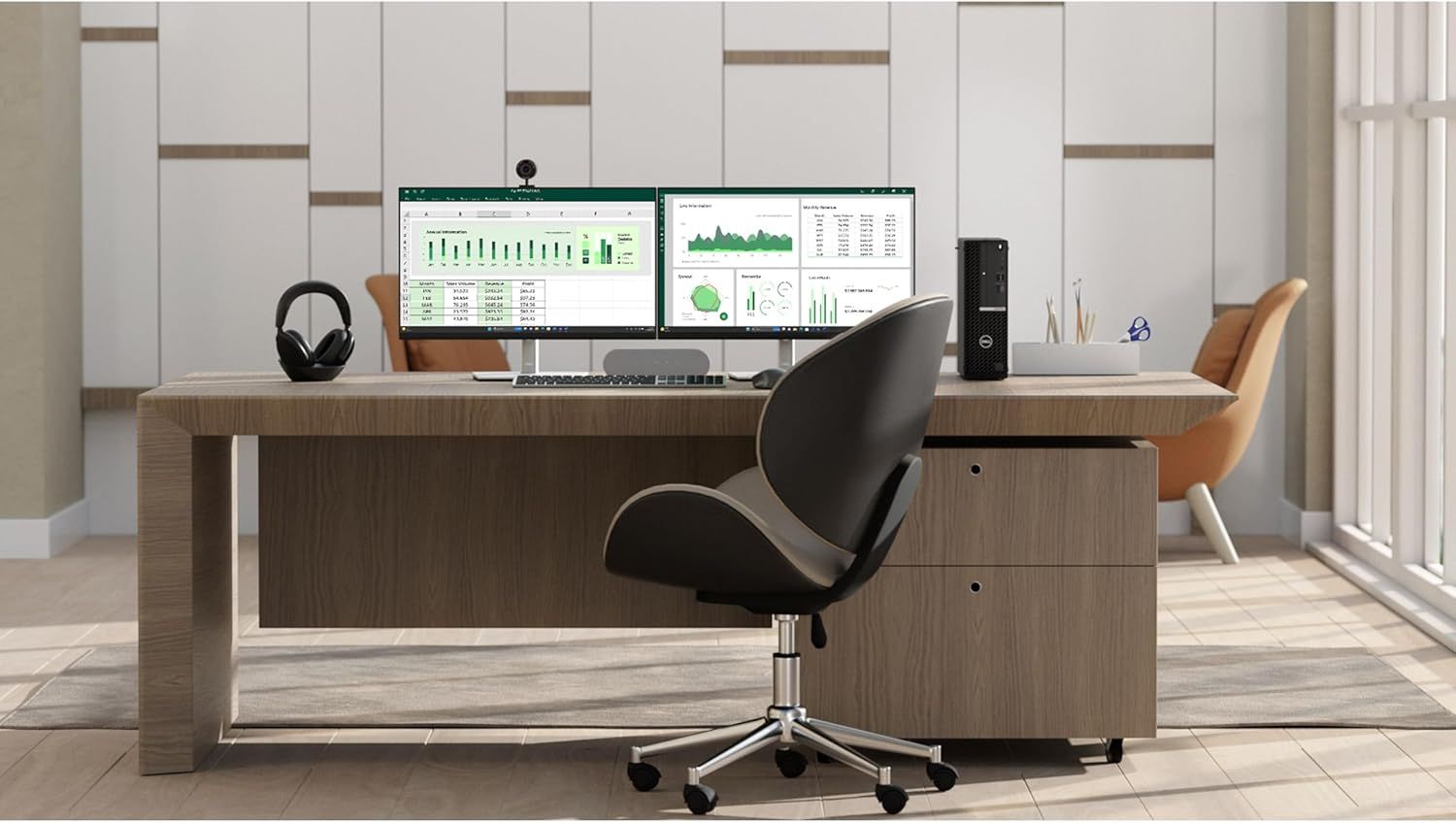 Demonstrates the product in a real-world professional office setting to help shoppers visualize how it fits into their workspace and daily work routine.