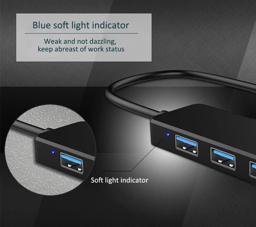 Highlights the blue soft light indicator feature that provides non-dazzling status visibility, helping users monitor the device's work status without distraction. Communicates the benefit of a…