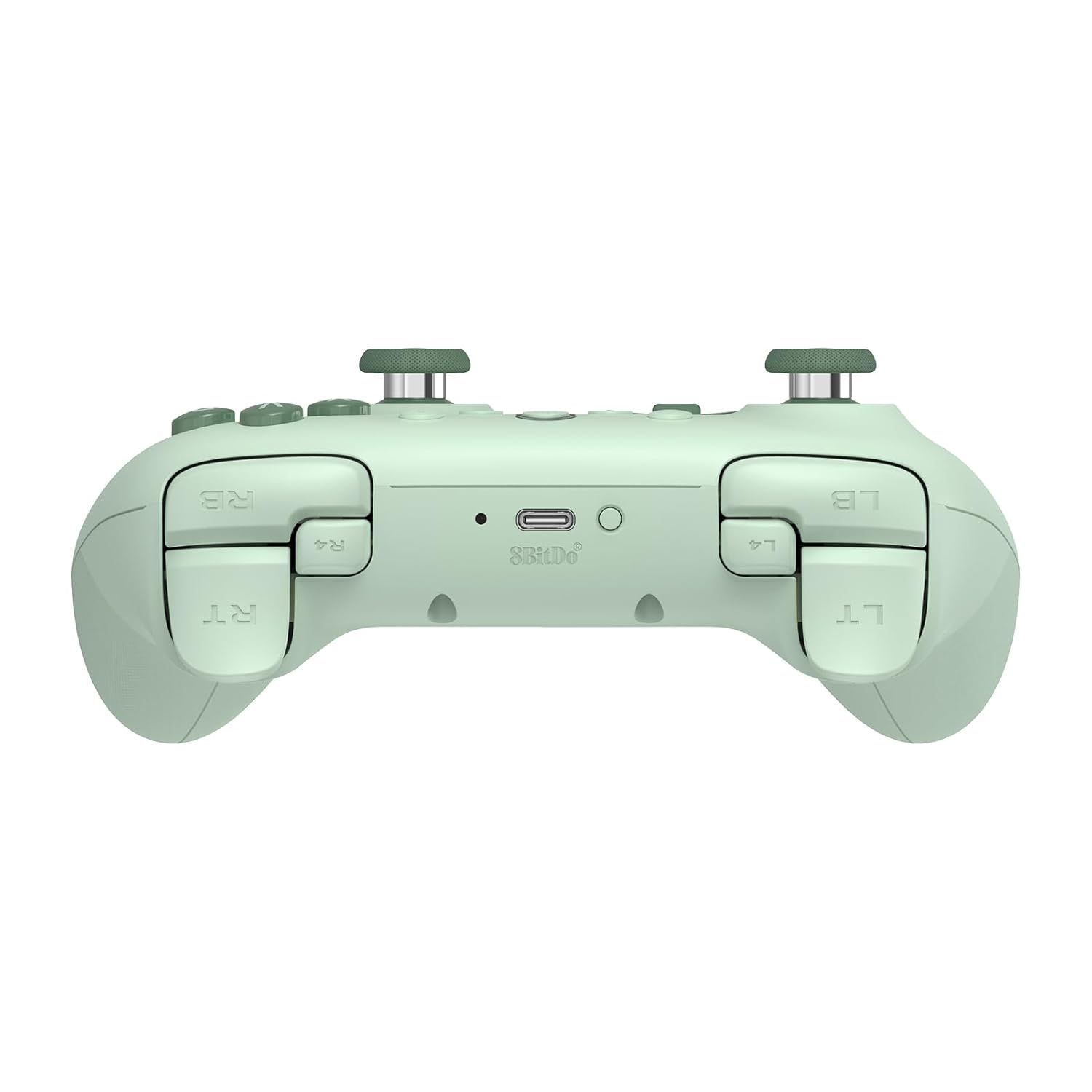 Provides a clear, unobstructed view of the gaming controller from the back angle, showing the button layout, triggers, and charging port for shoppers to understand the product design and features.