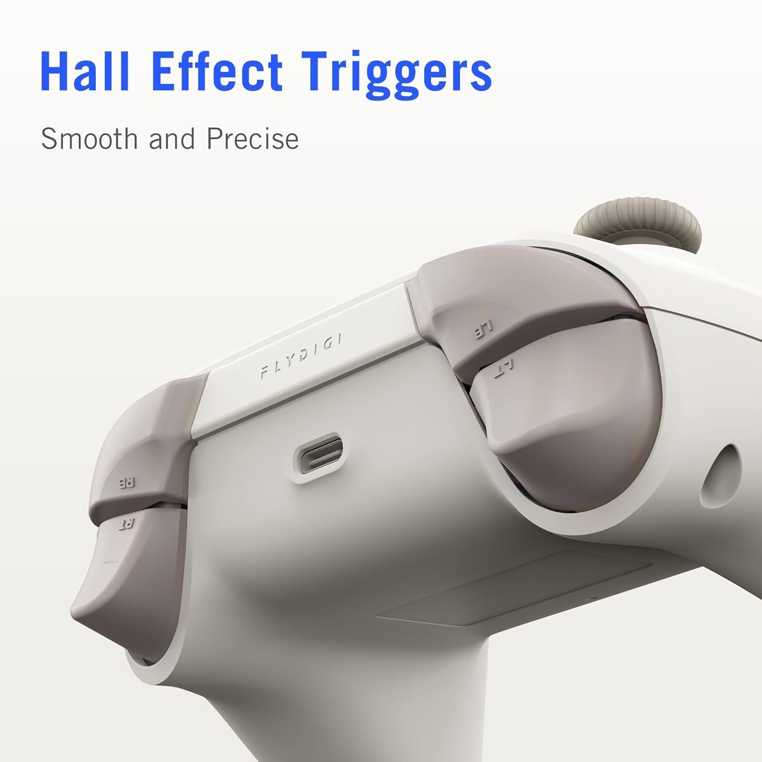 Highlights the Hall Effect trigger technology to communicate precision and smooth control, reassuring gamers of enhanced performance and responsiveness.