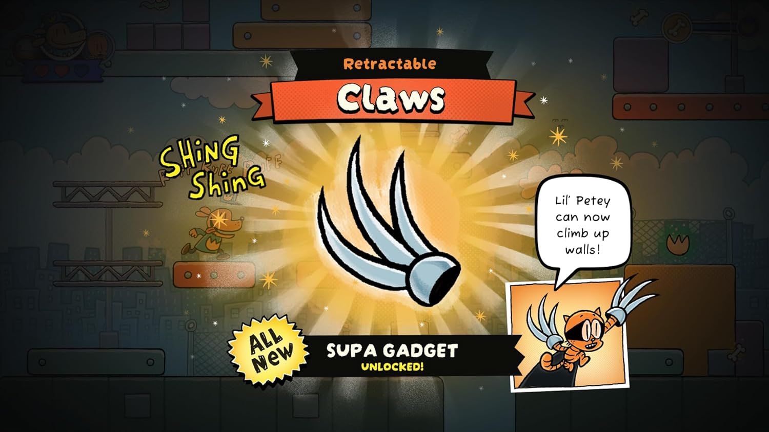 Highlights a new gameplay feature (retractable claws) that enables the character to climb walls, communicating enhanced mobility and gameplay versatility to the player.