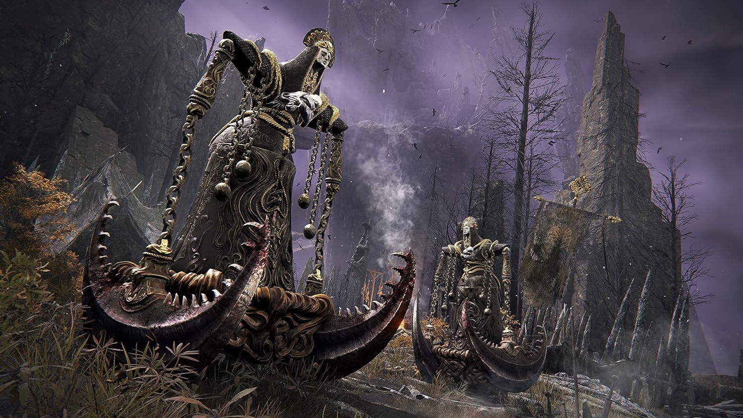 Showcases the product (video game) in its natural context, displaying the immersive dark fantasy environment and artistic design to attract players interested in atmospheric gameplay experiences.