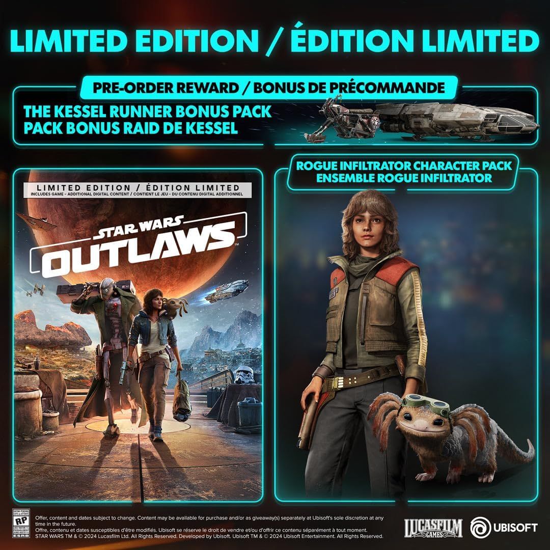 Communicates what the customer receives with the Limited Edition purchase, including the Kessel Runner Bonus Pack and Rogue Infiltrator Character Pack, to incentivize pre-orders and showcase the…
