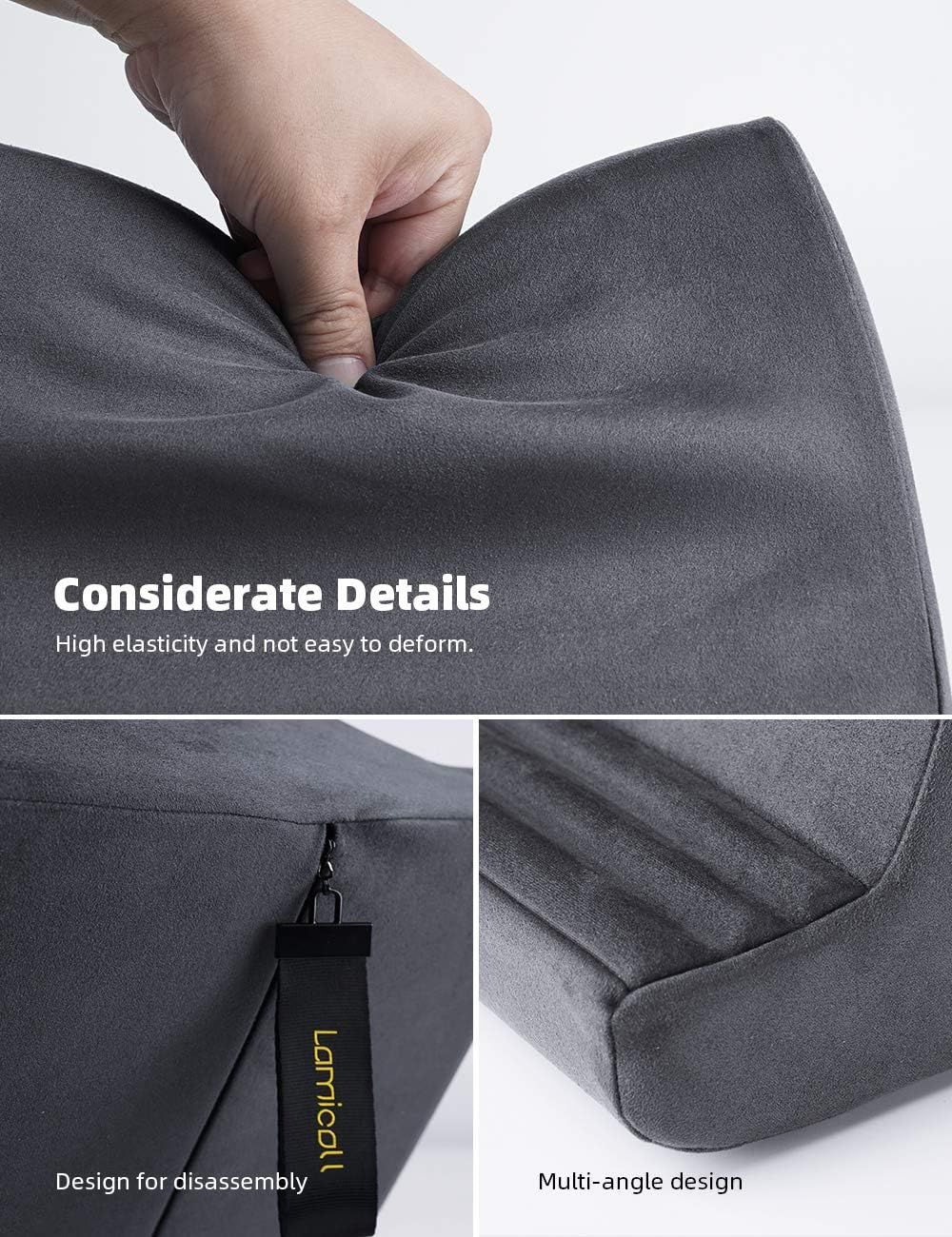 Communicates multiple product benefits including material quality, convenience features, and versatile positioning to reassure shoppers of the product's thoughtful construction and functionality.