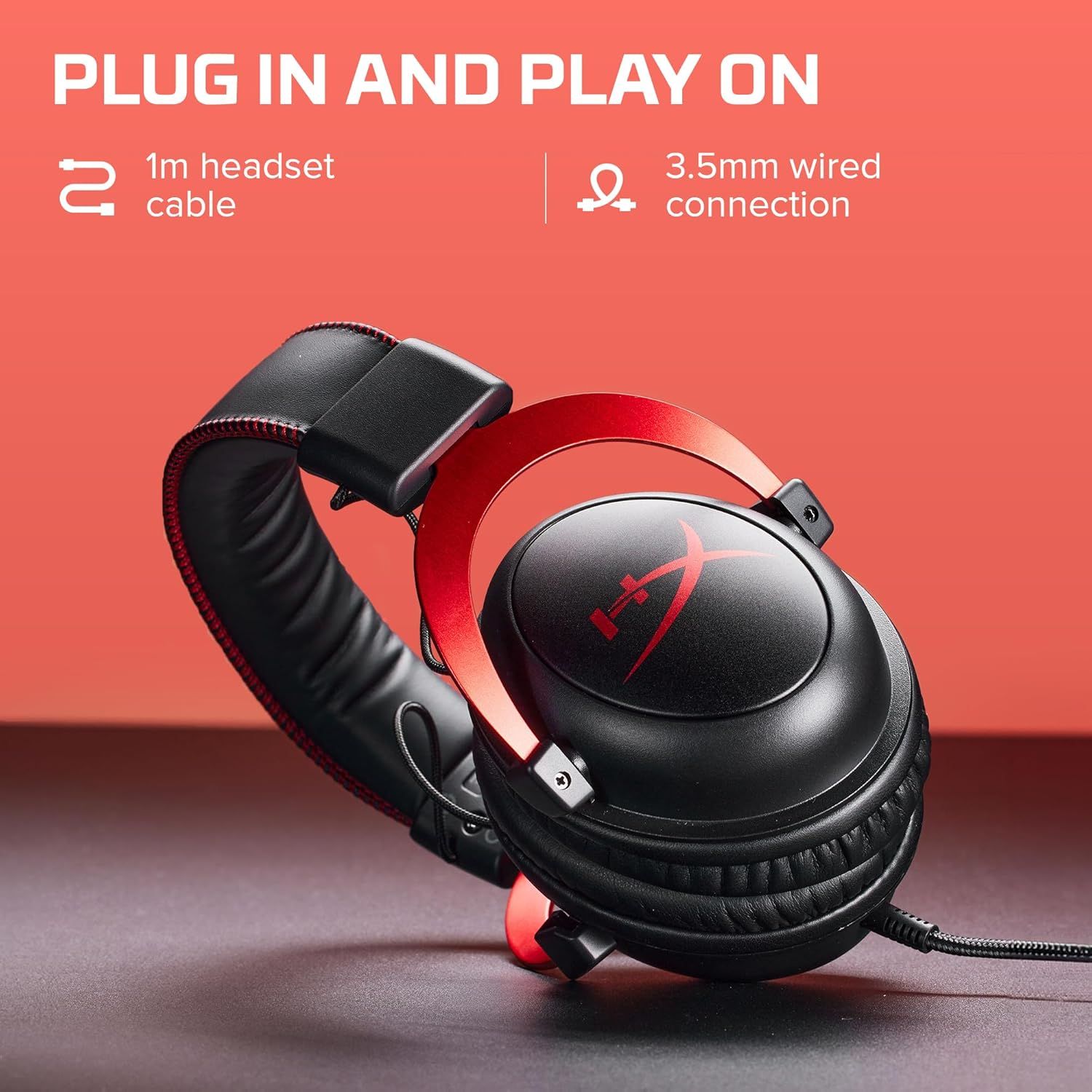 Communicates what's included with the headset purchase and highlights the wired connectivity feature to reassure shoppers about compatibility and ease of use. Emphasizes the simplicity and…