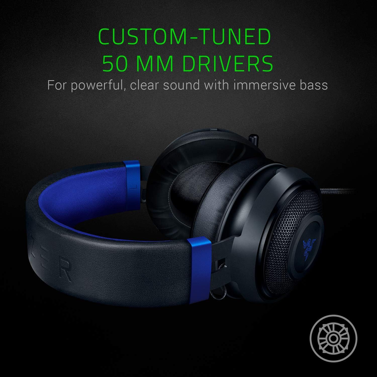 Highlights the custom-tuned 50mm drivers as a key technical component to communicate superior audio quality with powerful, clear sound and immersive bass. Communicates the primary benefit of…