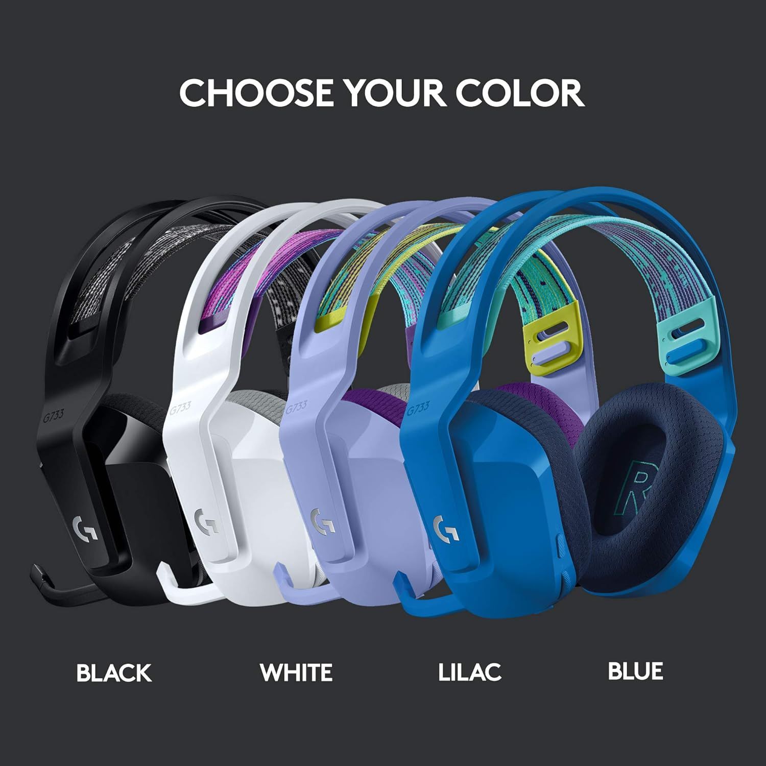 Helps shoppers choose from the available color options for this headset product line, showcasing the brand's variety and allowing customers to select their preferred style.