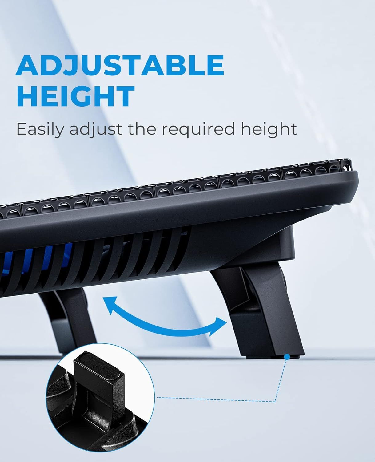 Demonstrates how the product's height adjustment mechanism works, showing the physical component and range of motion to reassure shoppers about ergonomic customization. Highlights the adjustable…