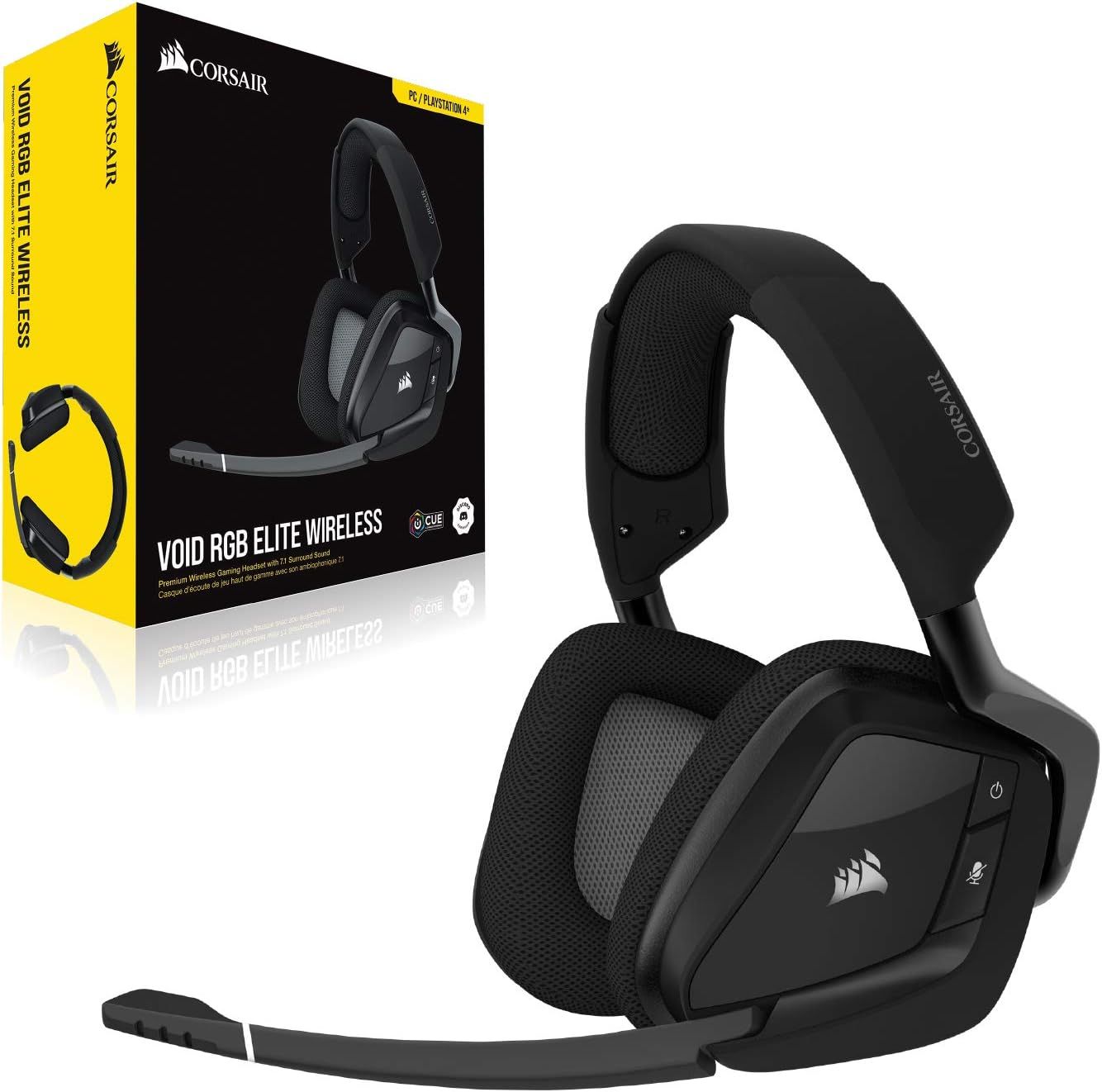 Shows the customer what they receive when purchasing: the wireless gaming headset alongside its retail packaging, helping shoppers understand the complete purchase.