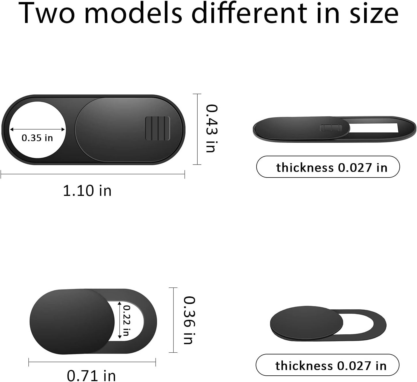 Communicates the exact physical dimensions of two different product models to help shoppers understand the size differences and choose the right option for their needs.