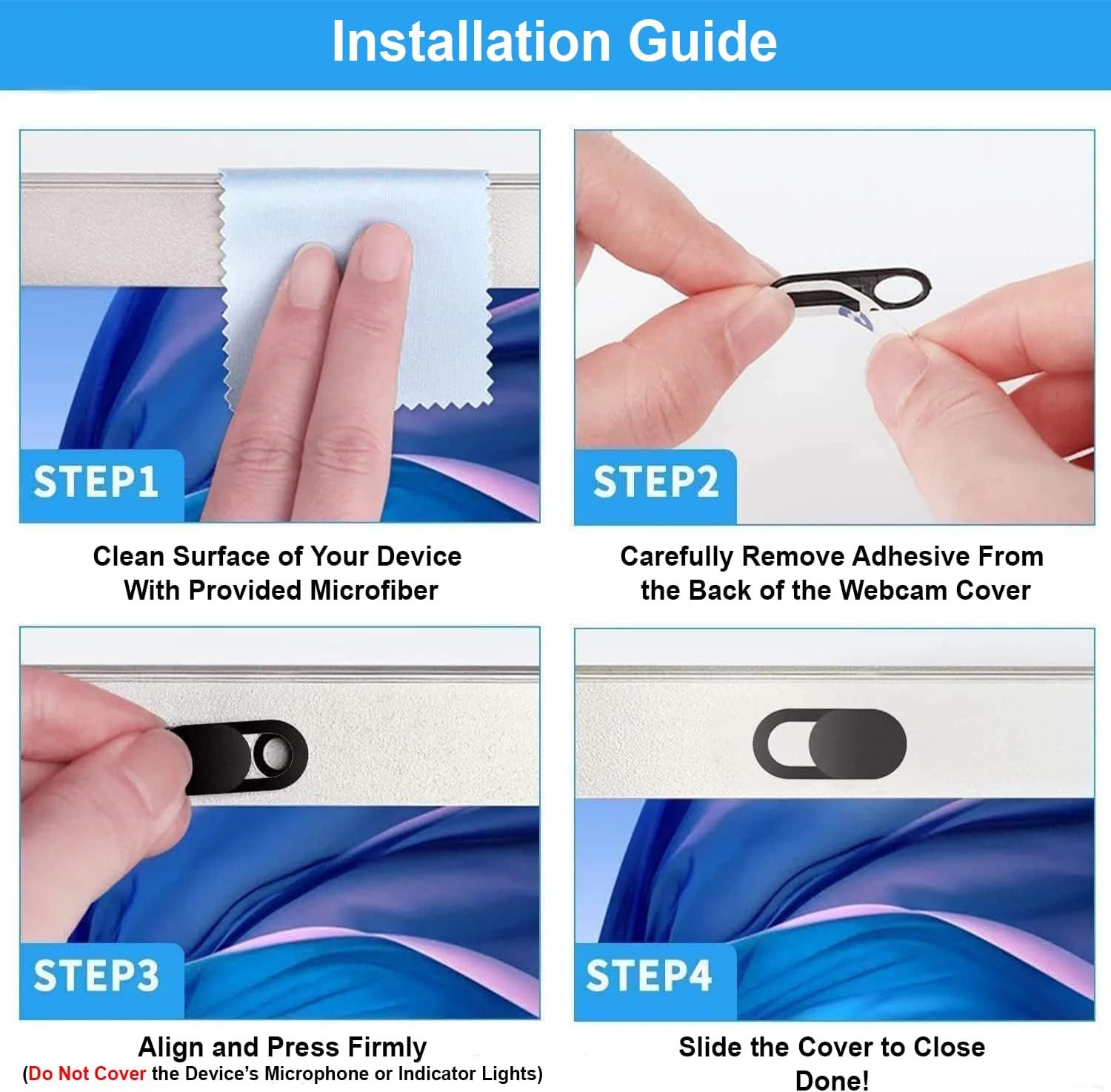 Provides clear step-by-step instructions to guide shoppers through the installation process of a webcam cover, ensuring proper application and usage.