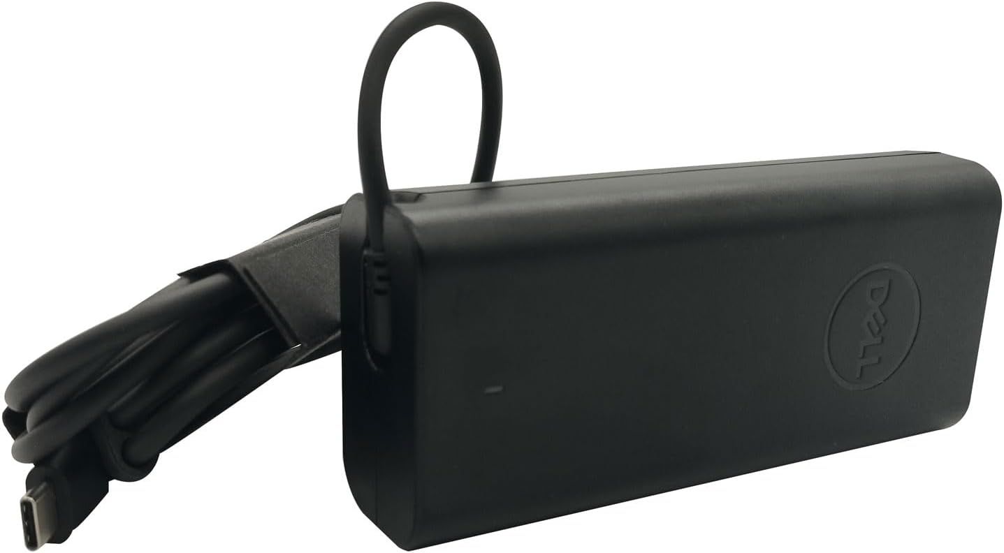 Provides a clean, catalog-style view of the Dell power adapter on a white background to show the product clearly without distractions.