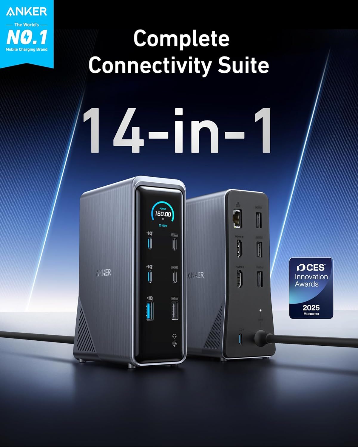Establishes Anker's brand authority and credibility as the world's leading mobile charging brand and highlights the product's recognition with a CES Innovation Award. Communicates the product's…