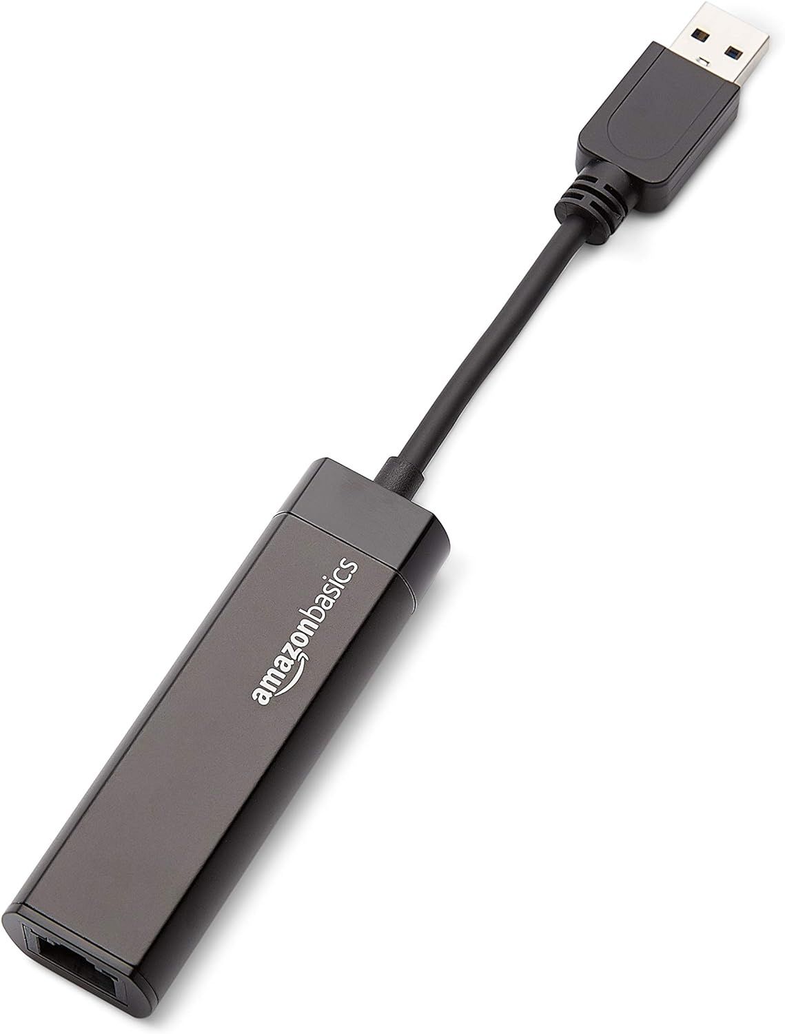 Provides a clean, catalog-style view of the AmazonBasics USB to Ethernet adapter, allowing shoppers to see the product clearly without distractions.