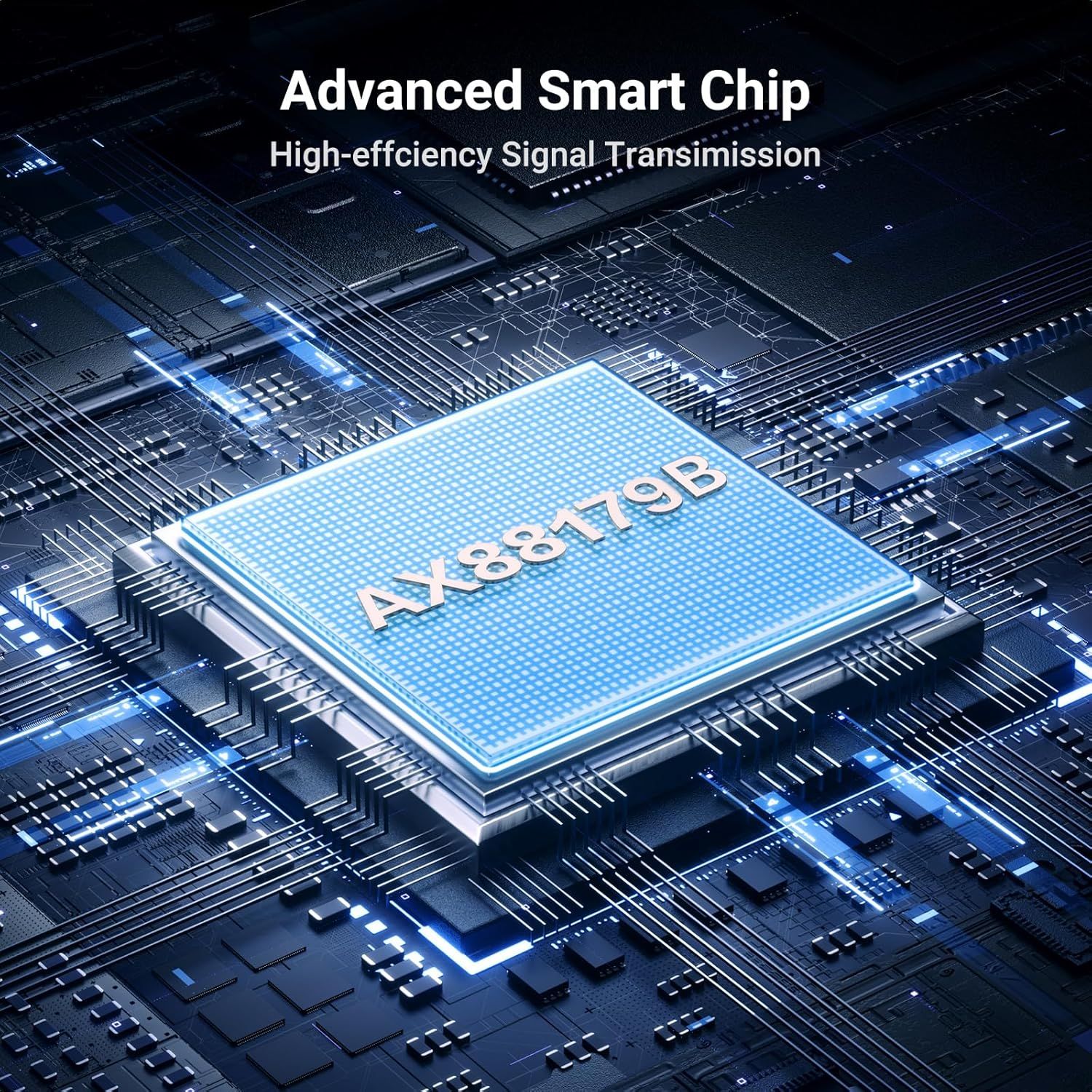 Highlights the product's advanced chip technology and efficient signal transmission capability to communicate superior performance and technical sophistication.
