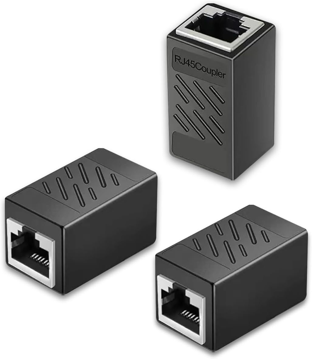 Displays the RJ45 coupler product clearly on a white background to show its physical appearance and design without distractions.