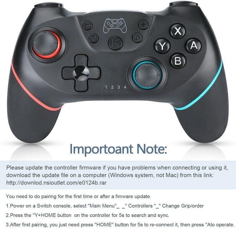 Provides step-by-step instructions for updating controller firmware and pairing the controller with a Switch console to ensure proper functionality.