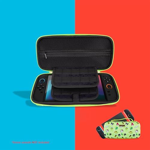 Shows what's included with the product and how the case organizes and protects the gaming device and accessories, reassuring shoppers about storage and portability.
