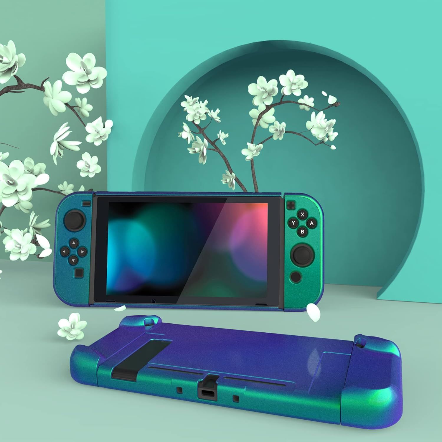Showcases the gaming console accessory in an aesthetically pleasing lifestyle setting with decorative elements to appeal to shoppers looking for stylish, visually appealing gaming accessories.