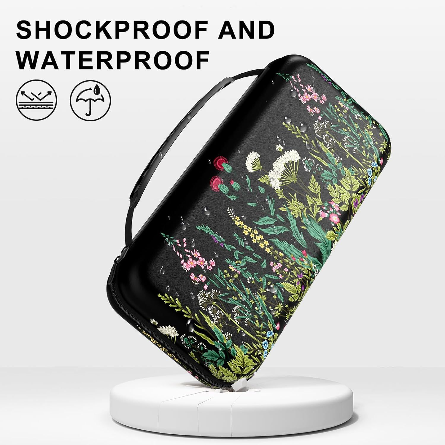 Communicates that the product is both shockproof and waterproof, reassuring shoppers that it provides durable protection against impacts and water damage.