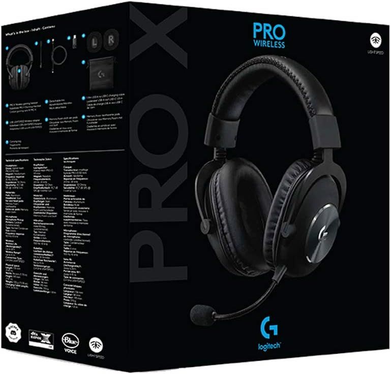 Displays the product packaging to give shoppers a clear view of what the retail box looks like and what's included when they purchase the PRO X Wireless gaming headset.