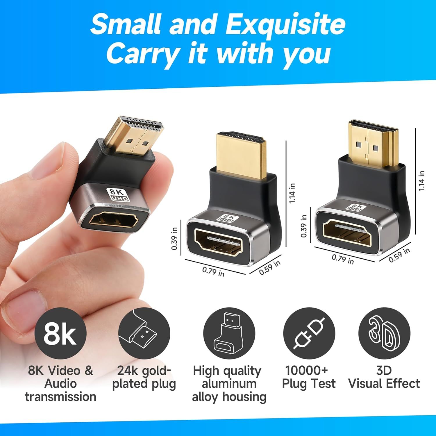 Communicates multiple distinct product benefits in a segmented layout with icons, highlighting technical specs, build quality, durability, and performance to reassure shoppers of the adapter's…