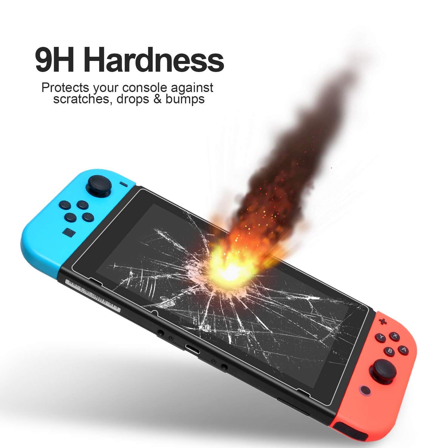Communicates the screen protector's high hardness rating to reassure shoppers that it provides superior protection against scratches, drops, and impacts. Demonstrates the protective benefit of the…