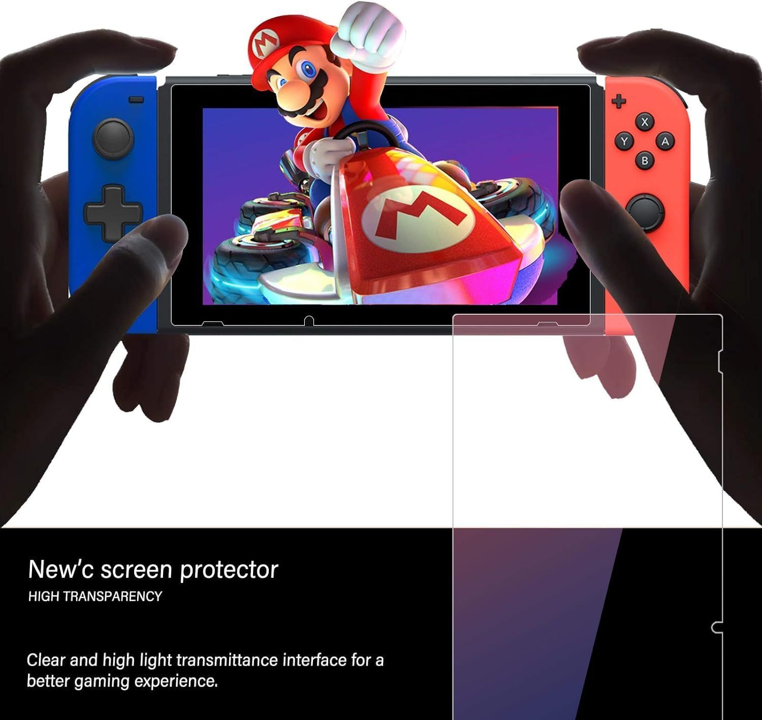 Communicates that the screen protector offers clear, high light transmittance for an optimal gaming experience without compromising visual quality.