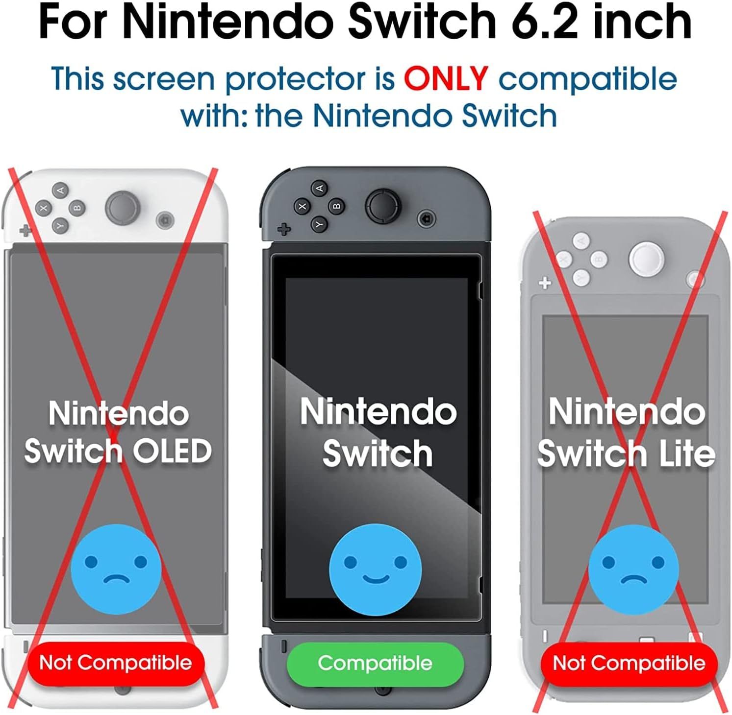 Clarifies which Nintendo Switch models the screen protector is compatible with, helping shoppers avoid purchasing the wrong product for their device.