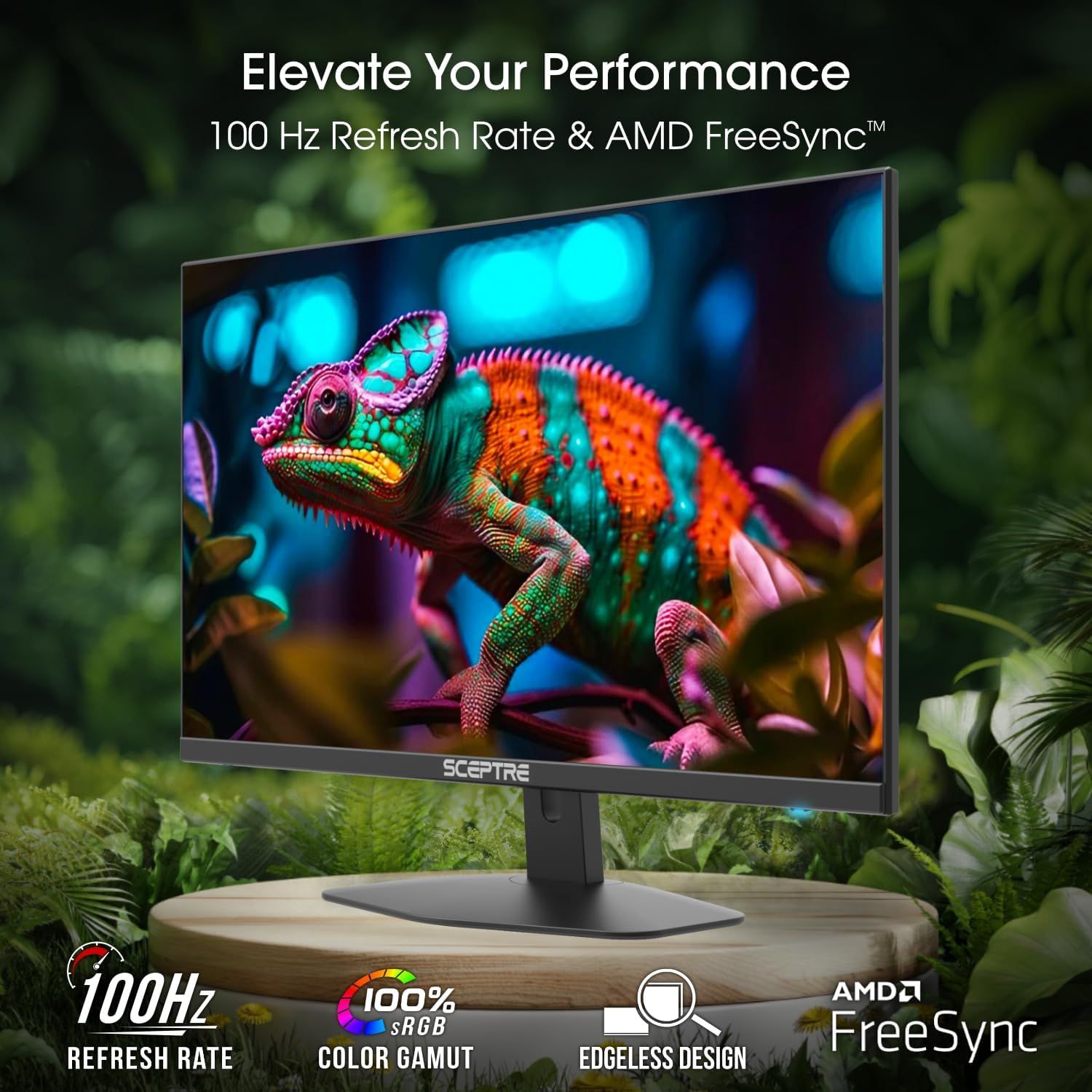 Communicates multiple technical performance features and design benefits of the monitor to appeal to gamers and professionals seeking high-quality display specifications.