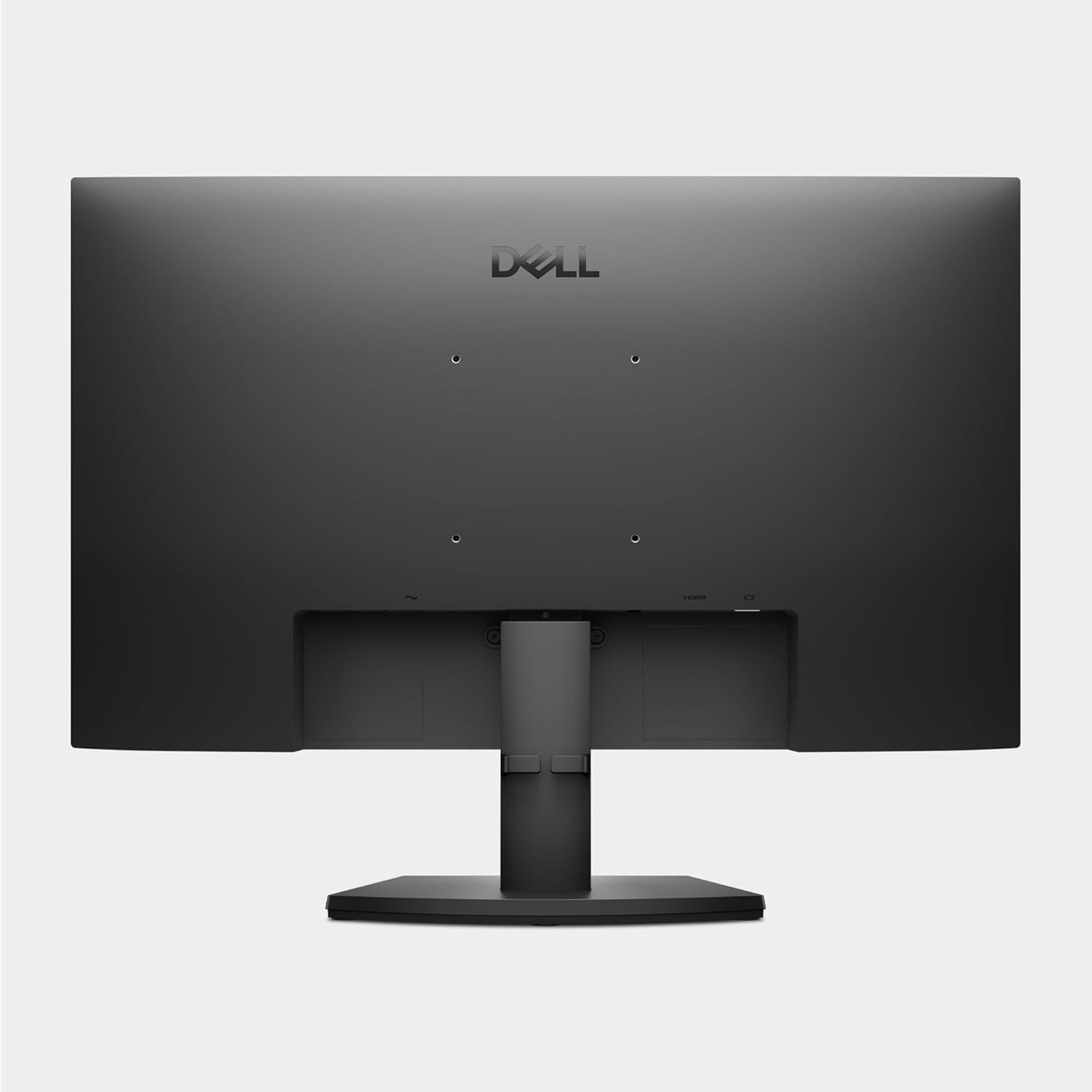 Displays the Dell monitor from the rear view in a clean, catalog-style format to show the product's physical appearance and design without distractions.