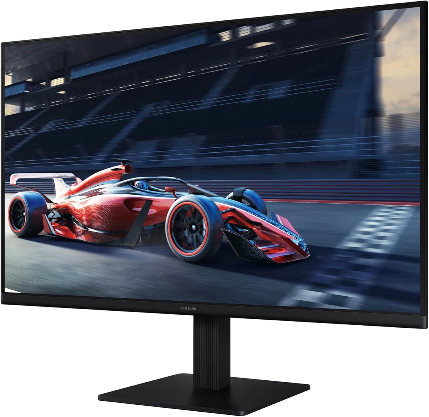 Provides a clean, catalog-style view of the monitor displaying gaming content, allowing shoppers to see the product clearly without distractions.