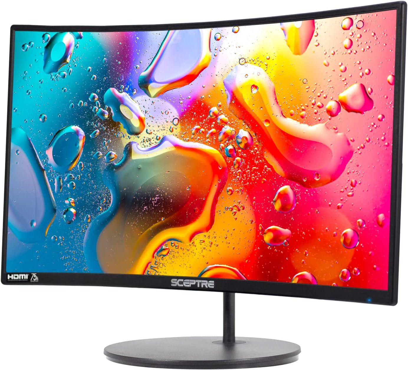 Provides a clean, catalog-style view of the curved monitor showing its design, screen quality, and physical form factor without distractions.
