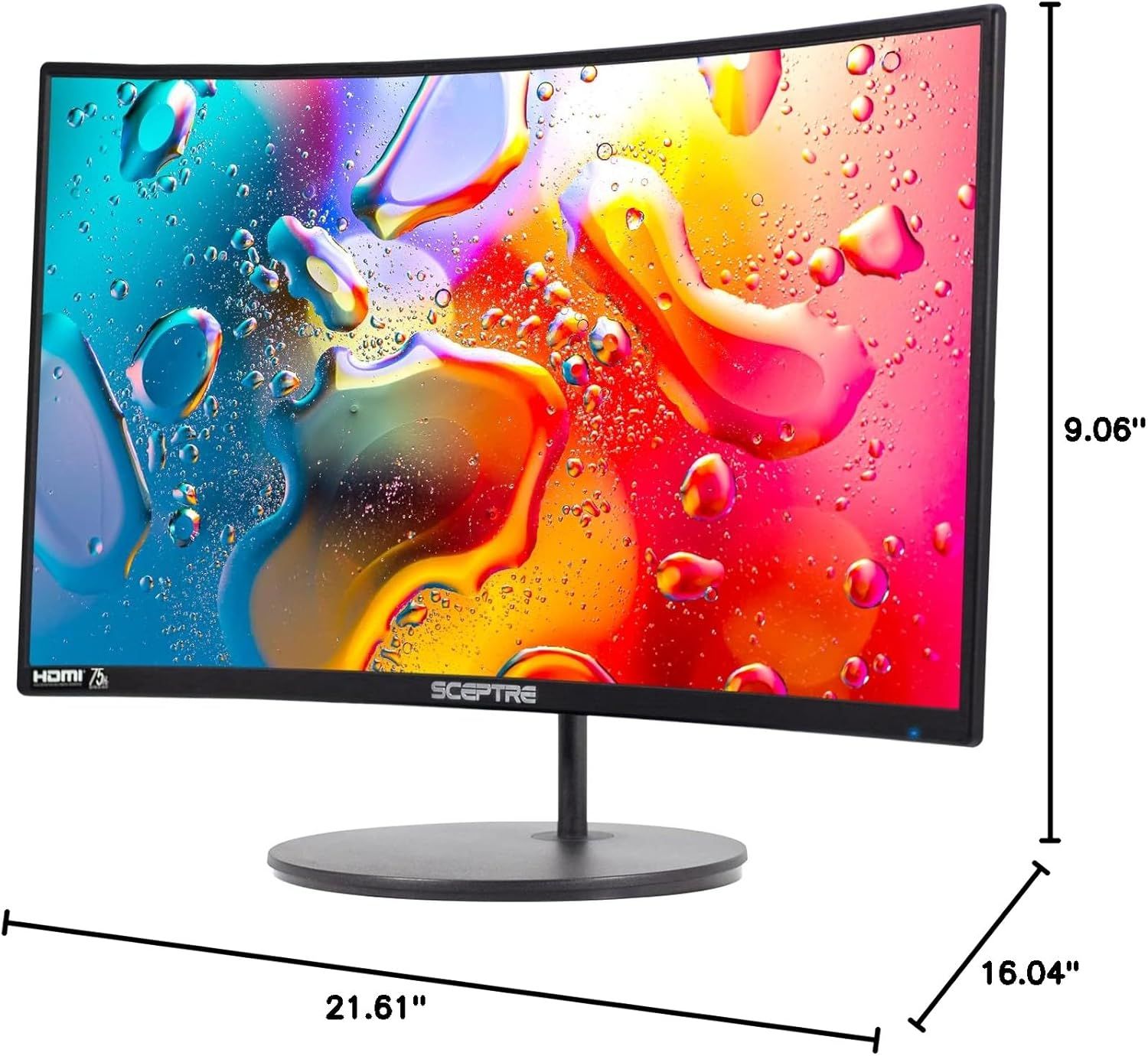 Communicates the exact physical dimensions of the monitor to help shoppers understand its size and ensure it fits their workspace.