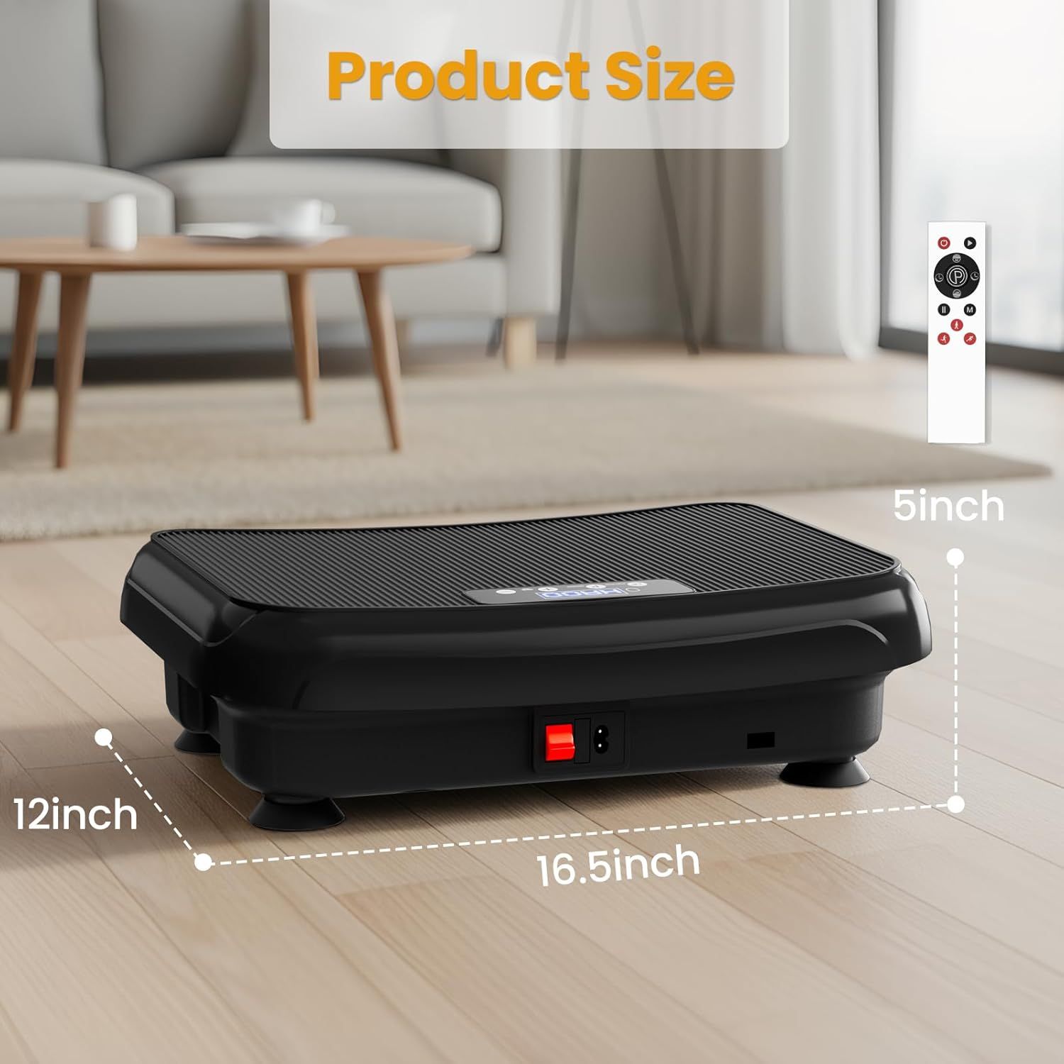 Communicates the exact physical dimensions of the product (16.5 x 12 x 5 inches) to help shoppers understand the size and footprint of the device in their space.