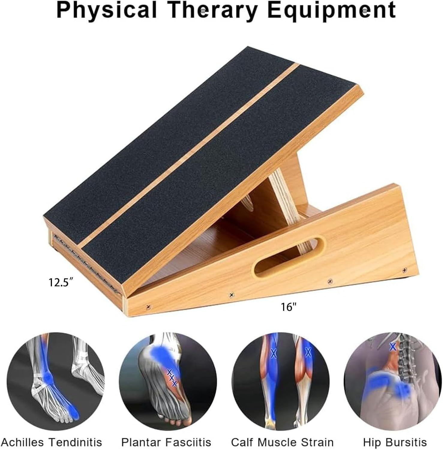 Communicates the exact physical size of the therapy equipment (12.5 inches by 16 inches) to help shoppers understand if it will fit their space and needs. Demonstrates the versatility of the product…