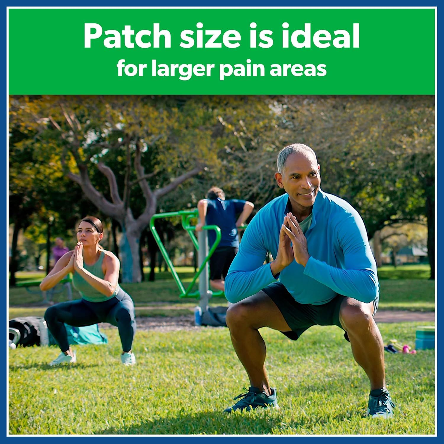 Communicates that the patch size is optimized for covering larger areas of pain, reassuring shoppers about effective coverage and suitability for their needs.