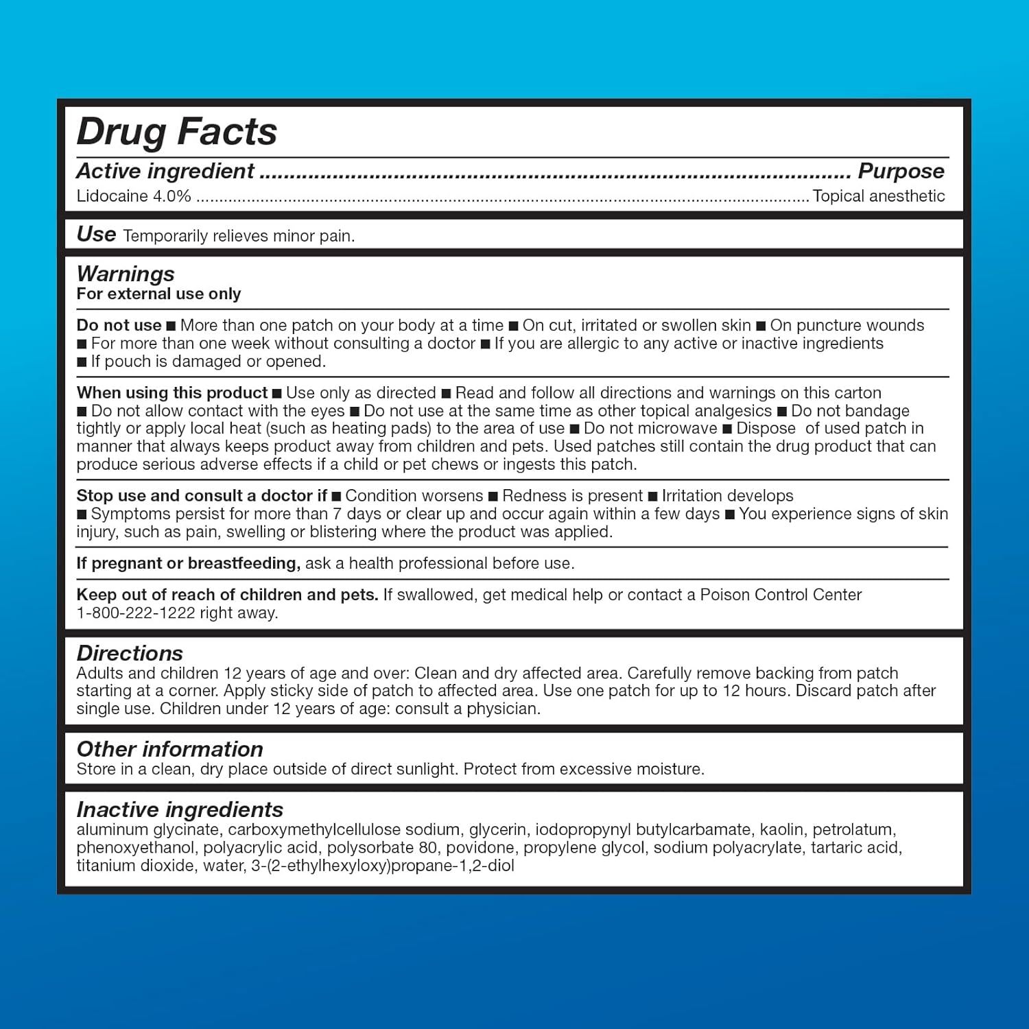 Provides complete drug facts, usage instructions, warnings, and ingredient information required for regulatory compliance and safe product use.