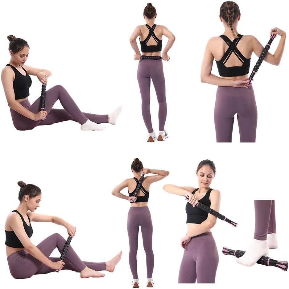 Demonstrates the versatility of the athletic wear by showing it in multiple workout poses and angles, reassuring shoppers that the product is suitable for various exercises and movements.