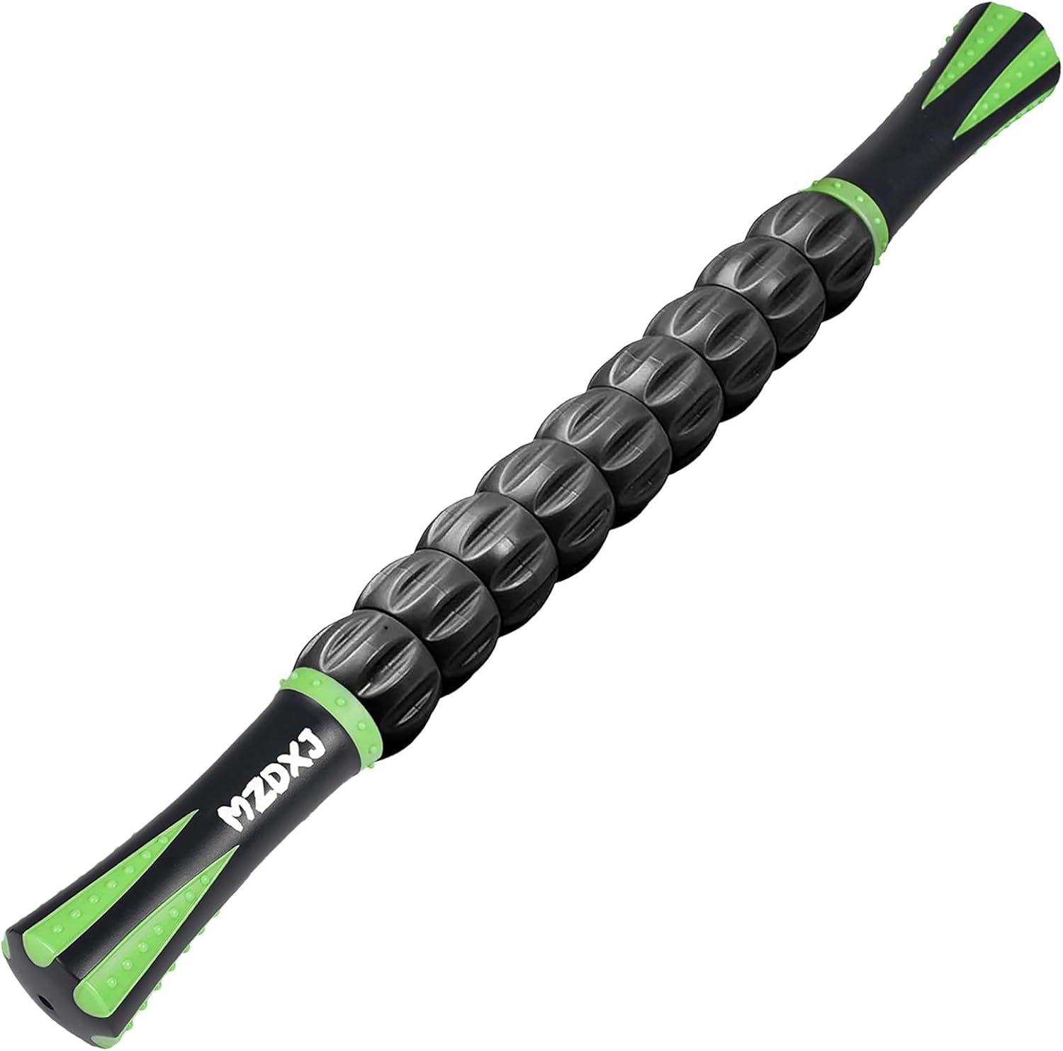 Provides a clean, catalog-style view of the massage roller stick on a white background with no distractions, allowing shoppers to see the product design, textured rollers, and brand name clearly.