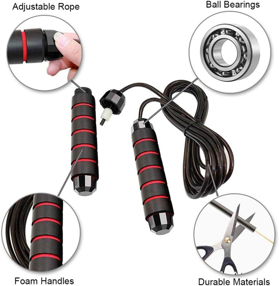 This image breaks down the jump rope's key physical components and construction features to help shoppers understand the product's quality and functional design.
