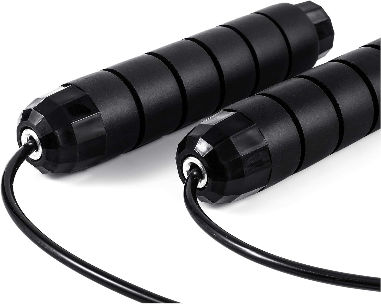 Provides a clean, catalog-style view of the jump rope handles and cable on a white background with no distractions, allowing shoppers to see the product clearly.