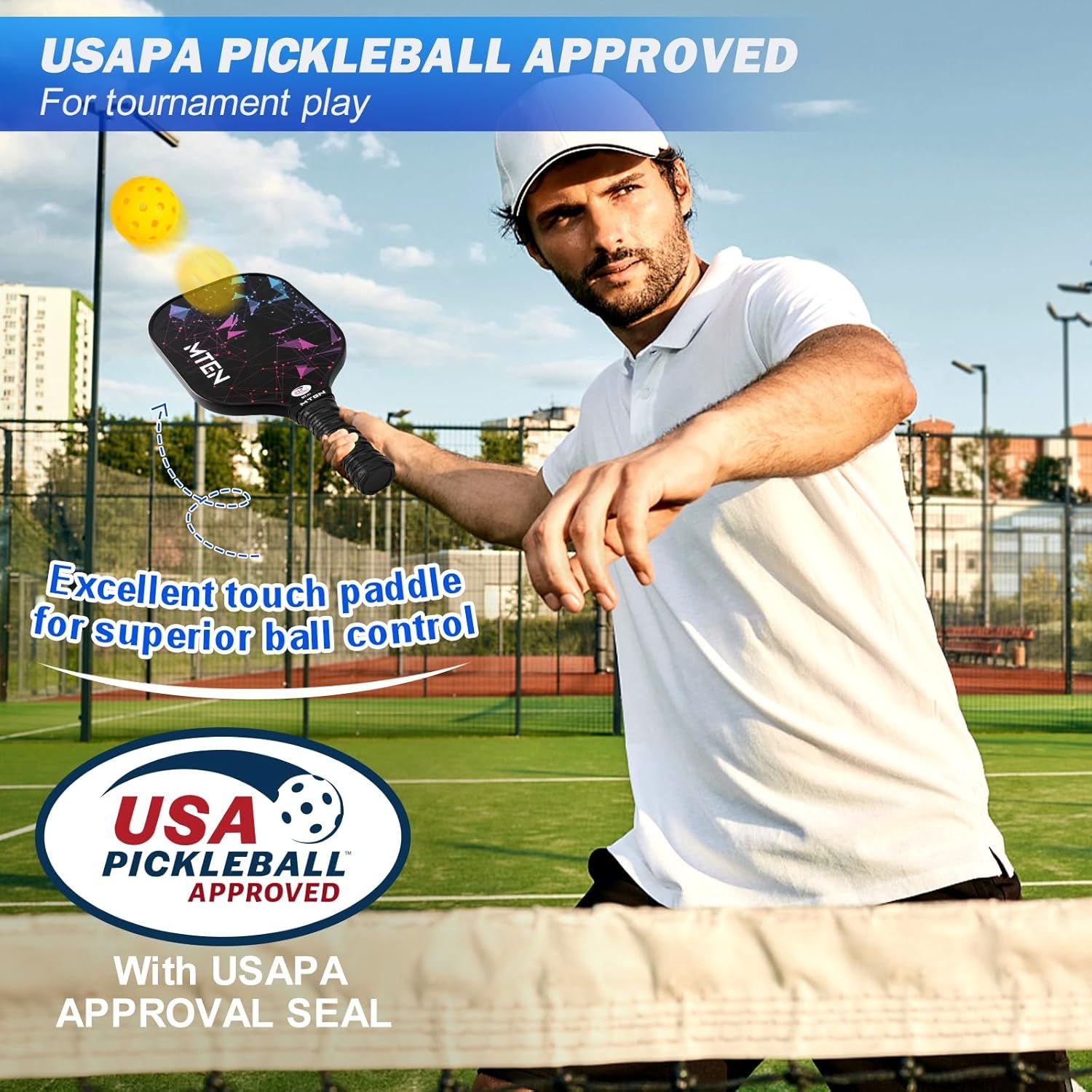 Communicates that the paddle is officially certified by USAPA for tournament play, providing credibility and reassurance to serious pickleball players that it meets official standards. Highlights…