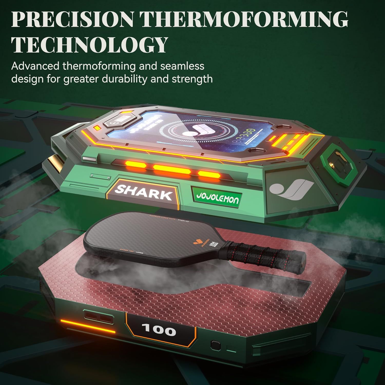 Highlights the advanced thermoforming technology and seamless construction that provides greater durability and strength to the product.