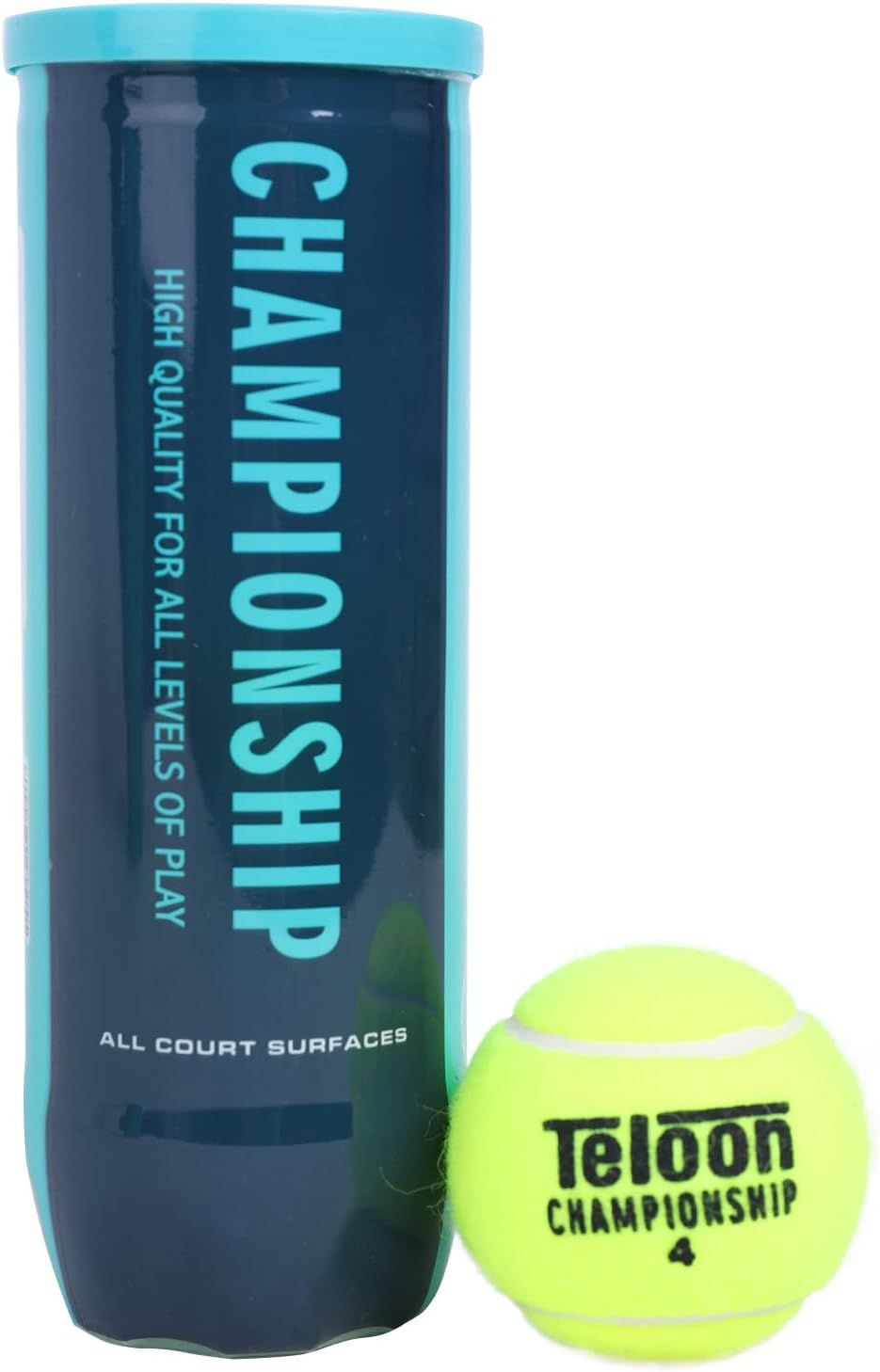 Displays the tennis ball product alongside its canister packaging to show what the customer receives, with no additional text or design elements.
