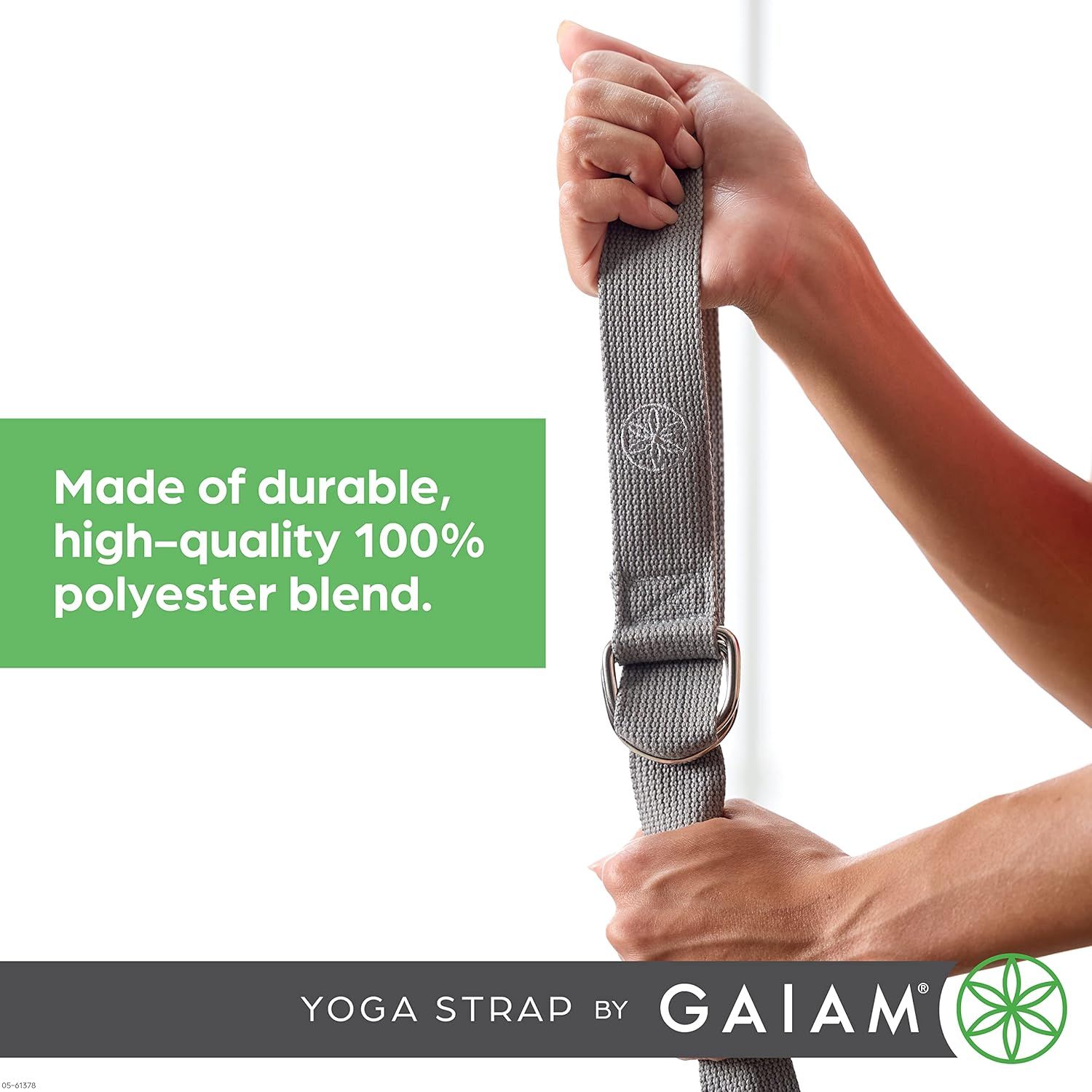 Highlights the product's material quality and durability to reassure shoppers that the yoga strap is built to last and made from premium materials. Establishes brand recognition and trust by…