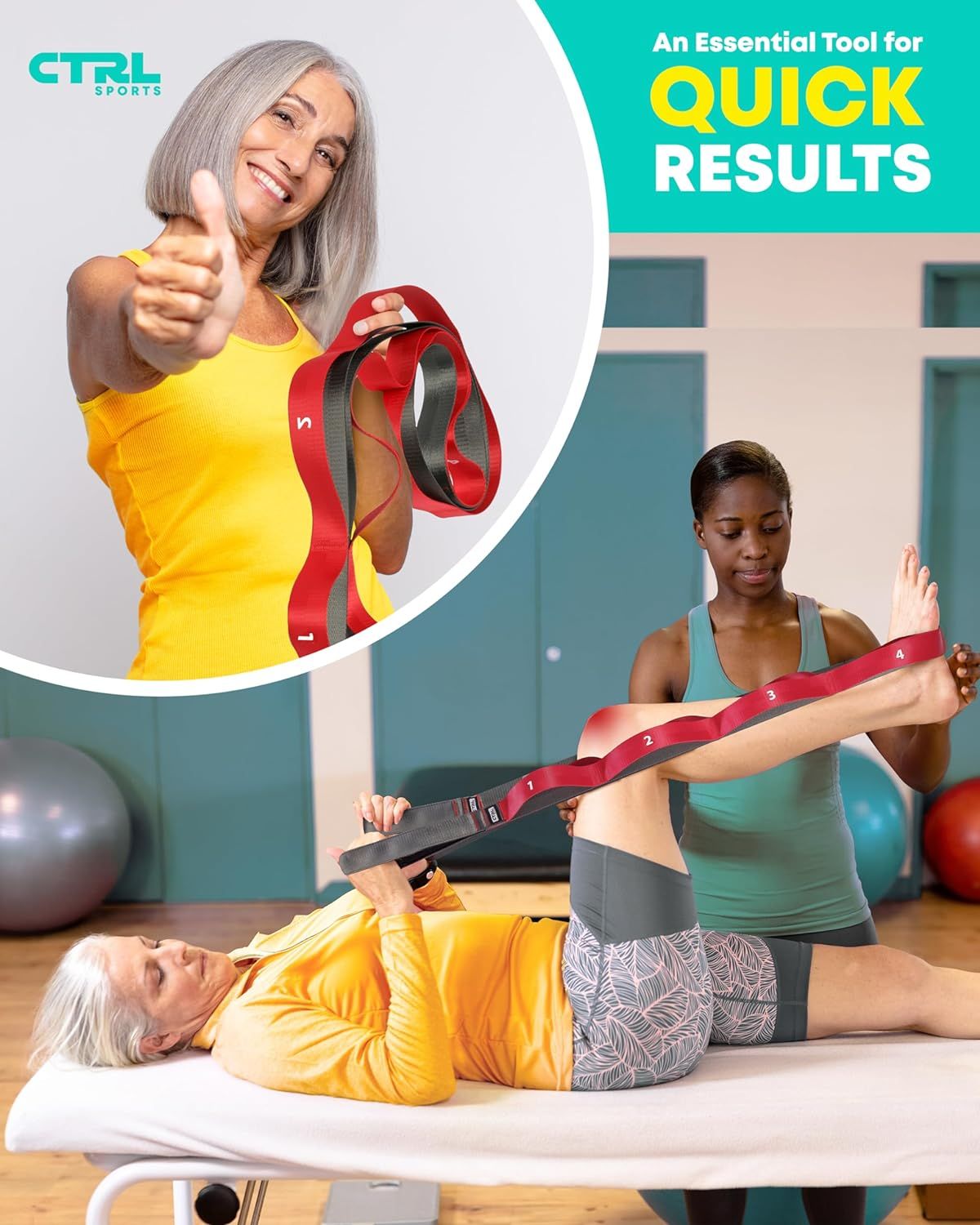 Demonstrates multiple real-world applications of the resistance band tool, showing it can be used for different exercises and assisted therapy scenarios to communicate versatility and effectiveness.…